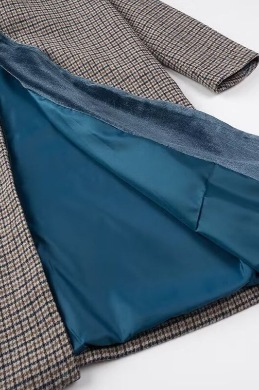 Plaid Wool Style Commuter Overcoat