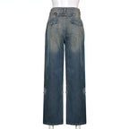 DressBetty - High Waist Vintage Oversized Casual Streetwear Harajuku Straight wide Leg Jeans