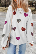 Blue Zone Planet | Valentine__ Day Sequin Heart Round Neck Long Sleeve Sweatshirt