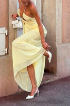 Island Muse Sheer Draped Cutout Maxi Dress