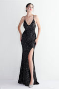 Elegant Velvet Sequin Party Dress