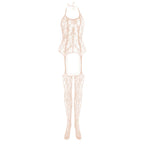Halter knotted suspender lace bodystocking  | Festival Outfits Women