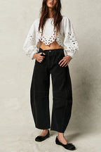 Mid Rise Barrel Leg Jeans