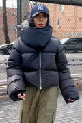 Oversized Snapshot Neck Warmer Puffer Jacket