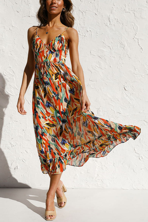 Rocío Chic Colorful Midi Dress Elevated Occasion Wear
