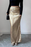 Metal Detail Ruched Bodycon Skirt
