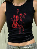 Contrast Print Slim Fit Casual Tank Top