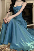 Satin Ruffle Trim Party Dress