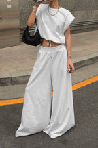 Sleeveless Pullover Wide Leg Pants Two Piece Set