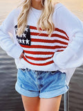 Vintage Flag Crochet Pullover Knit Sweater