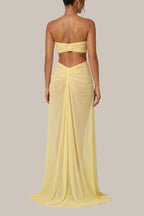 Island Muse Sheer Draped Cutout Maxi Dress