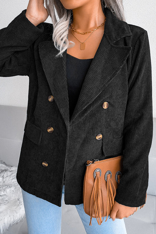 Double Breasted Casual Corduroy Jacket
