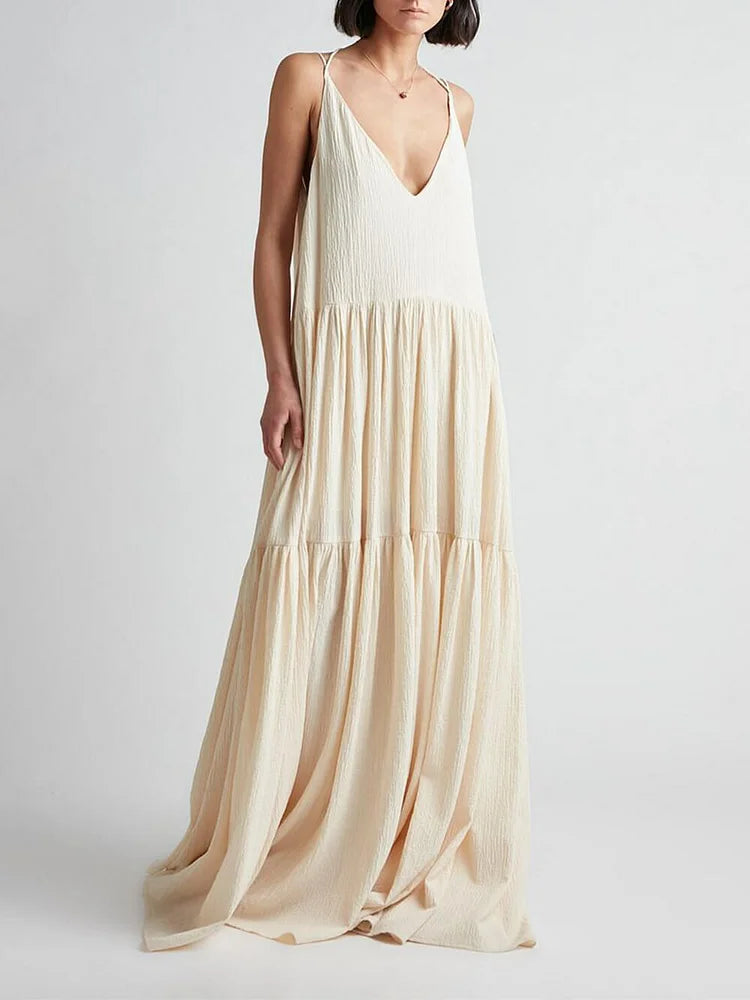 Amparo Luxe Maxi Dress with a V Neck Evening Wear Edit