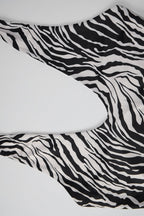 Halter Neck Deep V Zebra Print Asymmetrical Handkerchief Hem Mini Dress