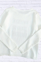 Coffee Beach Letter Side Slit Knit Top