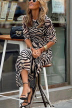 Zebra Print Mesh Ruched Side Gather Bodycon Maxi Dress