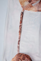Apricot Cowl Neck Split Sleeve Print Mesh Mini Dress