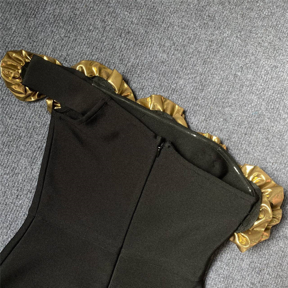 Floral Appliqué One-Shoulder Dress - One-Shoulder Floral Appliqué Dress