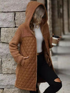 | Structured long-sleeved zip-up hooded coat