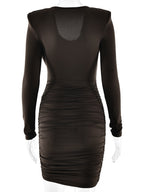 Modern Ruched Mini Dress With Deep V Neck For Women 2026