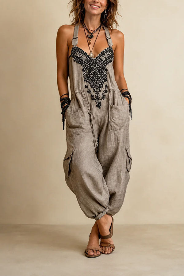 Aria Boho Chic Embroidered Jumpsuit