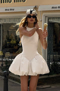 Halter Neck Bubble Hem Puff Skirt Mini Dress