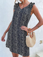 Frill Sleeveless Leopard Print Mini Dress