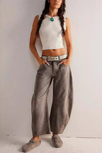 Mid Rise Barrel Leg Jeans