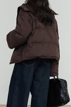 Knit Collar White Duck Down Puffer Jacket