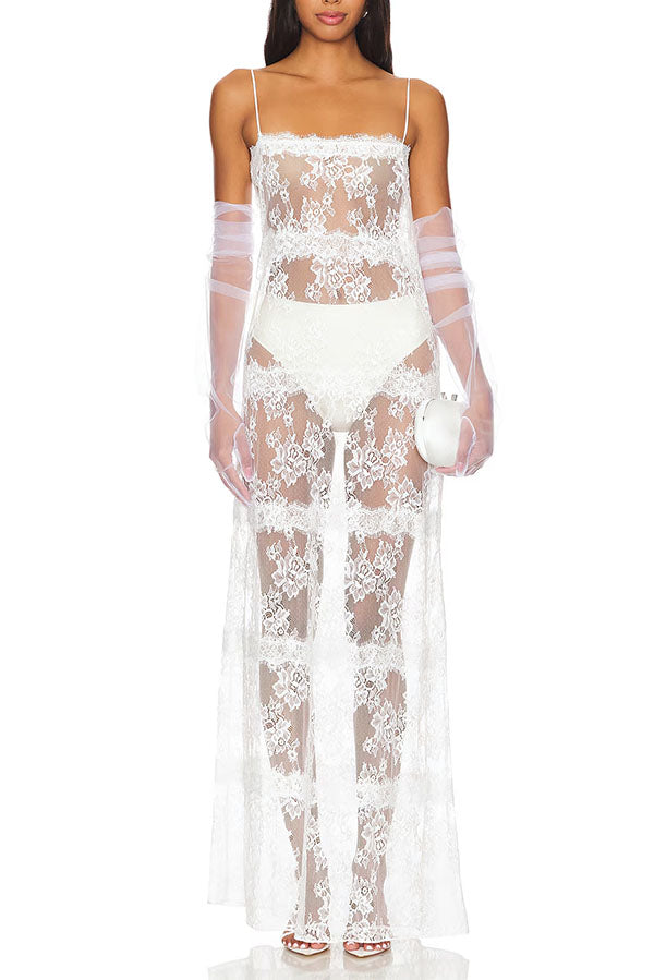 Seraphina  Lace Sheer Slip Maxi Dress