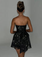 Party Dresses Red Strapless Bows Sleeveless Open Shoulder Semi Formal Dress
