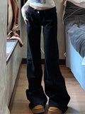 Hot Girl Low Waist Black Wide Legs Flare Jeans