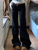 Hot Girl Low Waist Black Wide Legs Flare Jeans