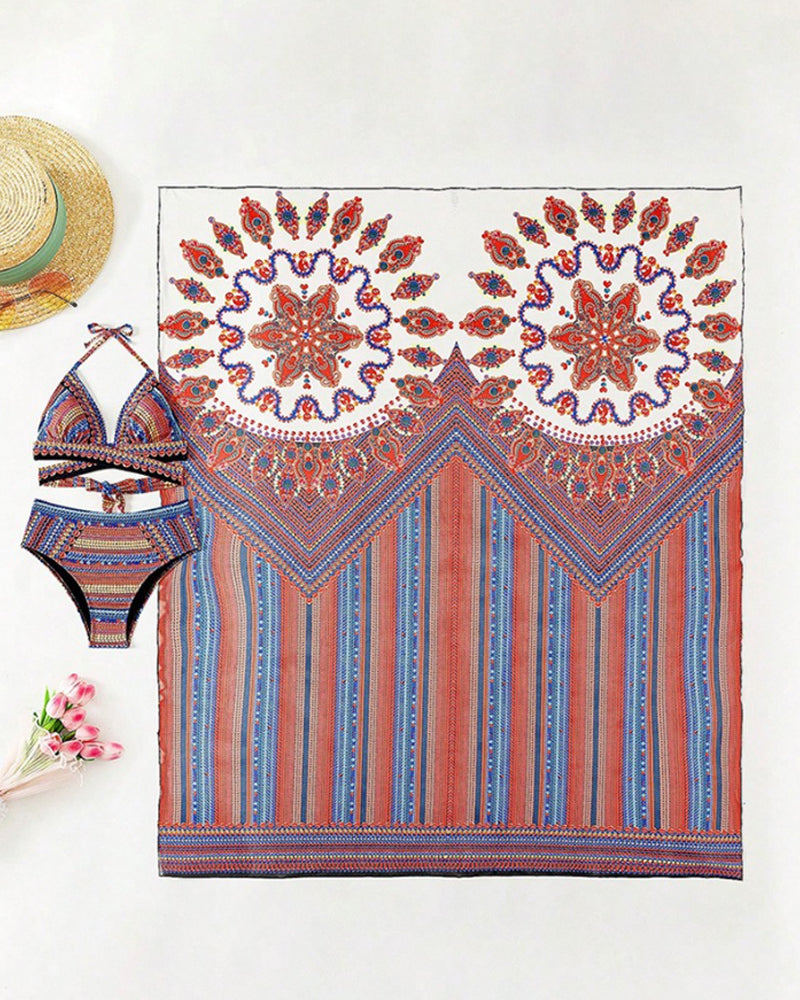 | Bikini Set with Tie-Dye Scarf