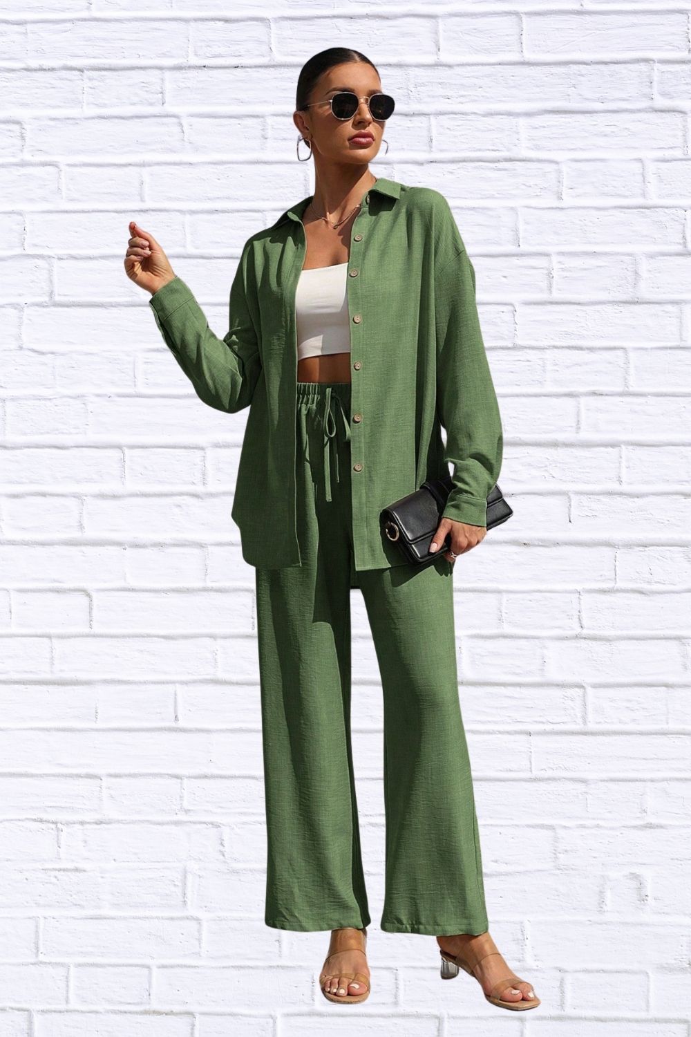 Button Up Shirt & Pants Set | Women__ Matching Outfit
