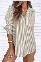 Striped Button-Down Shirt | Classic Women__ Long Sleeve