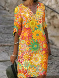 Yanet Exclusive Floral V Neck Dress Elevated Occasion Wear