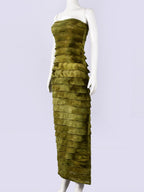 Tie-dye Splicing Strapless Backless Maxi Dresses