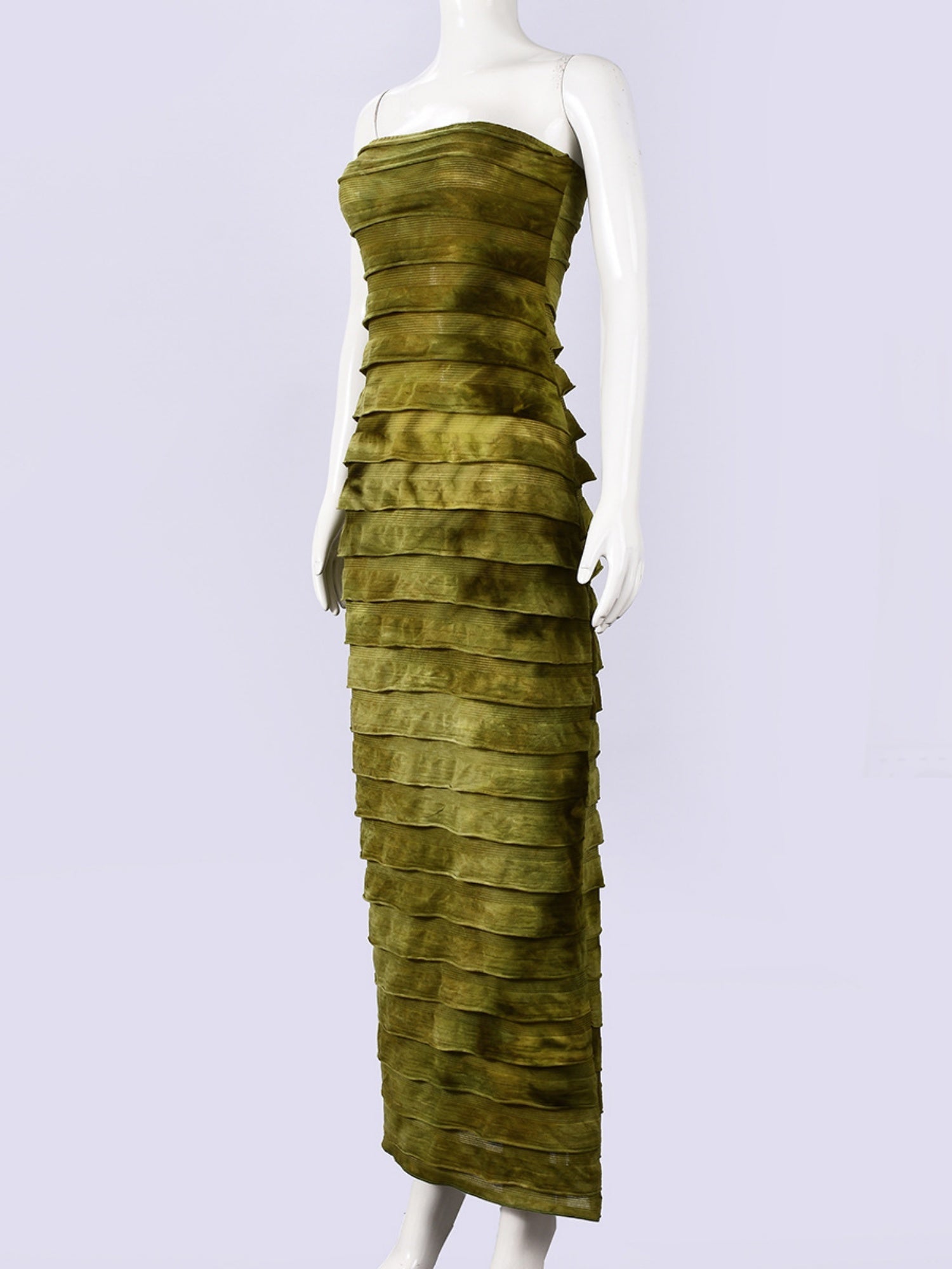 Tie-dye Splicing Strapless Backless Maxi Dresses