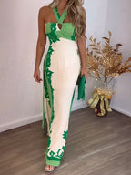 Printed Halter Vacation Parties Maxi Dresses