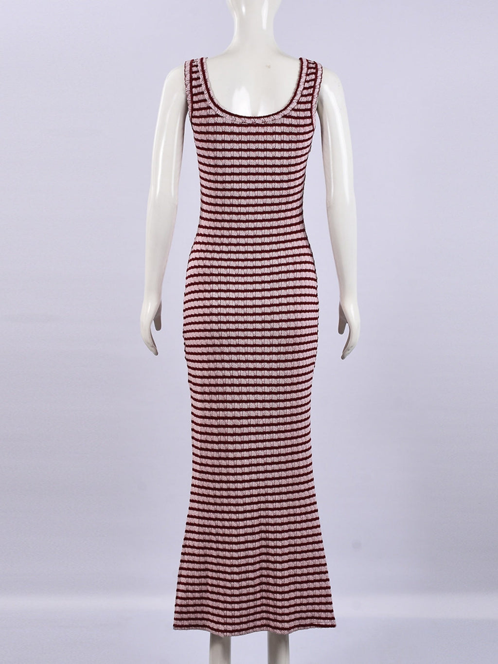 Striped Color Blocking Asymmetrical Neckline And Sleeveless Maxi Dresses