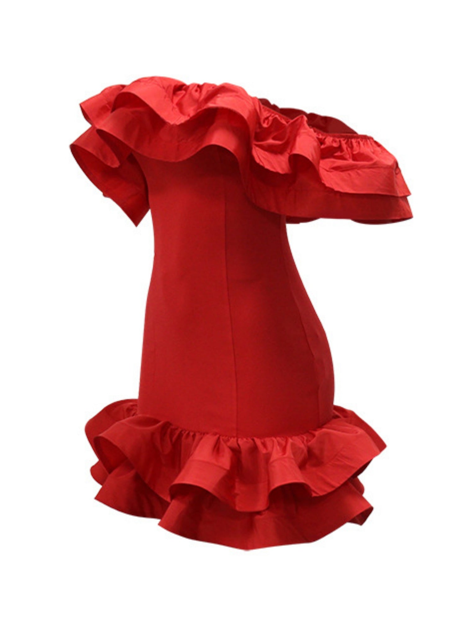 3D Flowers Valentine's Day Off-shoulder Strapless Top Pleated Mini&Short Dresses