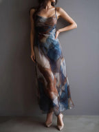 Chiffon Printed Blending Temperament Maxi Dresses