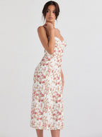 Floral Camisoles Lace Stitching Sexy Vacation And Leisure Maxi Dresses