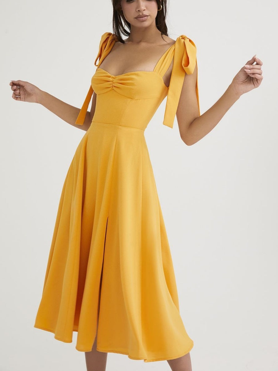 Lace Up Slit Bridesmaid Cocktail Party Maxi Dresses