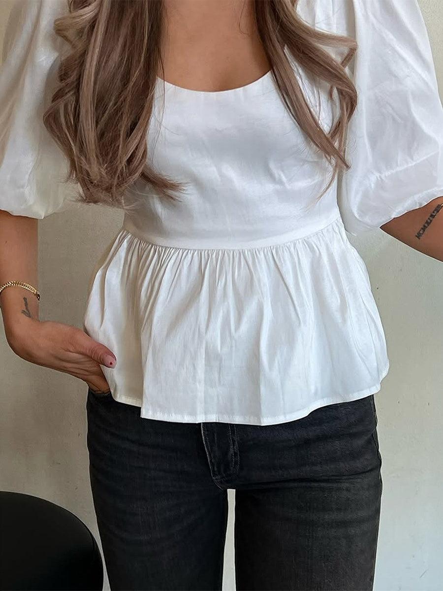 White Puff Sleeves T-shirts