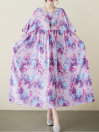 Mud Pie Cotton Purple Floral Smock Dress