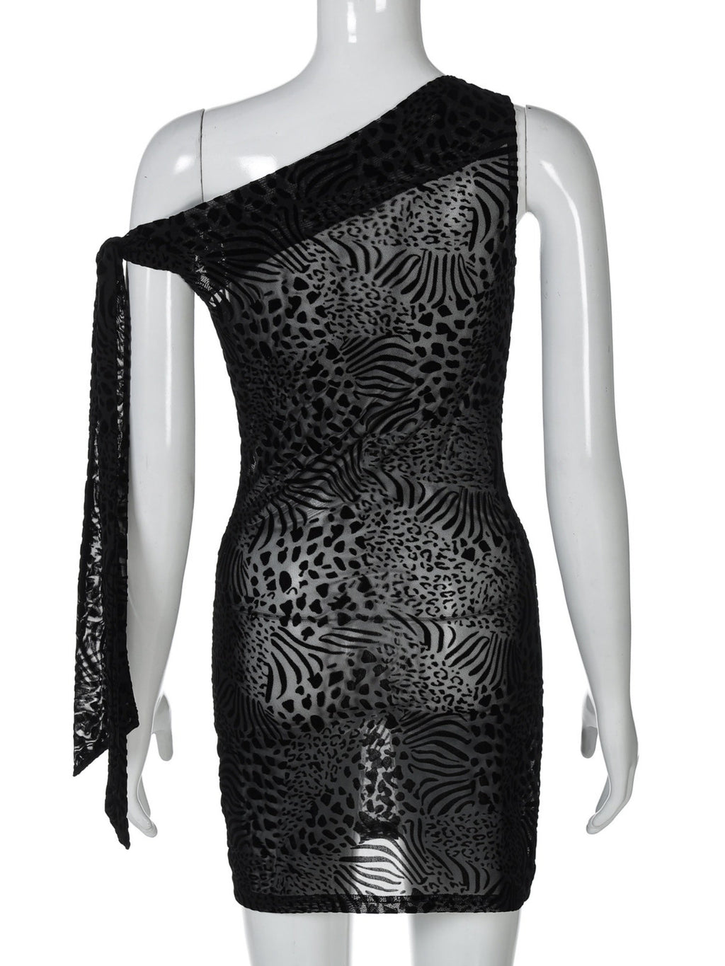 Lace Mesh Sloping Shoulders Slim Fit Hip Body Mini&Short Dresses