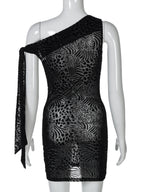 Lace Mesh Sloping Shoulders Slim Fit Hip Body Mini&Short Dresses