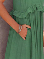 Ruffle Pleated Large Skirt Sleeveless Maxi Dresses